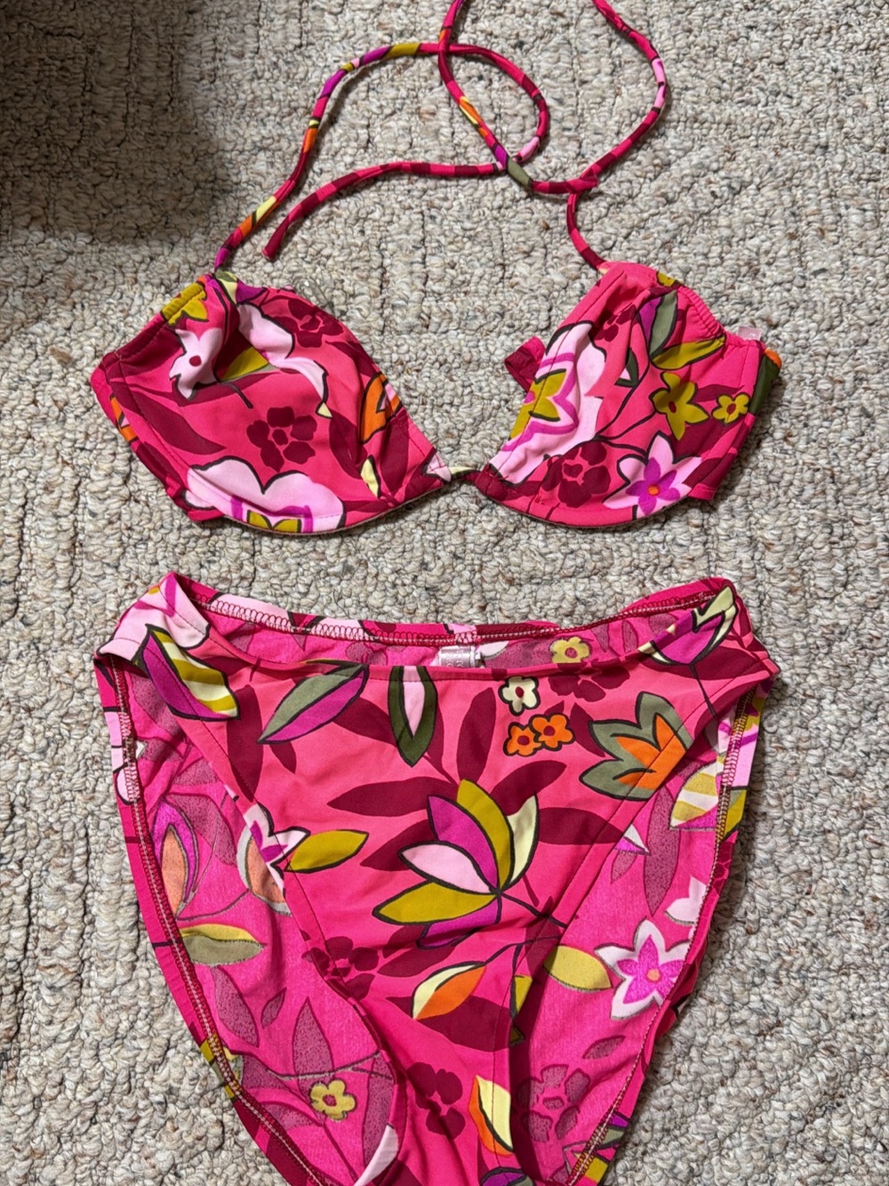 Victoria's Secret Hot Pink Floral Bikini Set